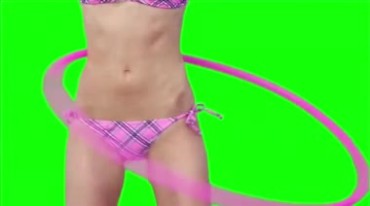 美女腰部转呼啦圈特写镜头绿屏抠像特效视频素材