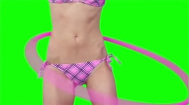 美女腰部转呼啦圈特写镜头绿屏抠像特效视频素材