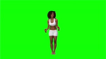 女士用小哑铃做健身操绿布抠像特效视频素材