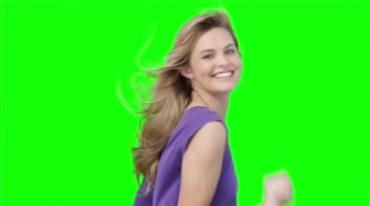 漂亮的金发美女微笑天使绿屏抠像特效视频素材