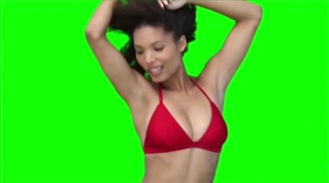 外国性感美女穿红色比基尼跳舞绿屏抠像影视特效视频素材