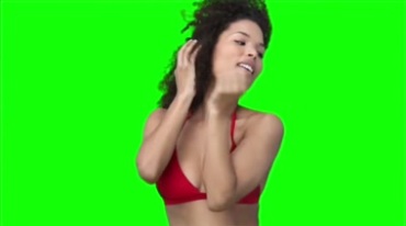 外国性感美女穿红色比基尼跳舞绿屏抠像影视特效视频素材