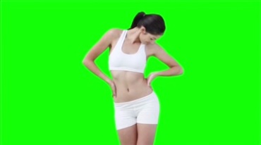 外国青春动感美女运动展示身材绿屏抠像特效视频素材