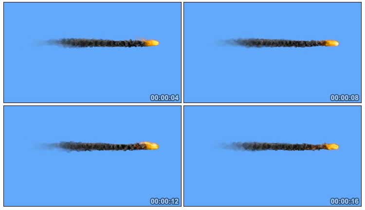 火球火箭尾气流星陨石火焰球尾巴黑烟滚滚视频素材