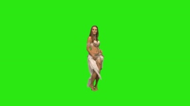 真人美女跳肚皮舞绿屏抠像影视特效视频素材