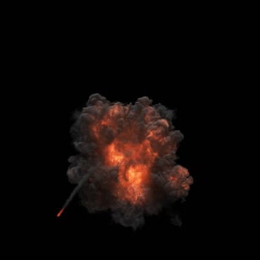 空难空中爆炸火团火球火焰黑屏抠像特效视频素材