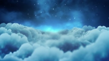 梦幻云层上穿行繁星满天的夜晚视频素材