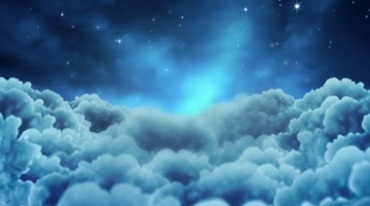 梦幻云层上穿行繁星满天的夜晚视频素材