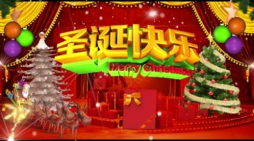 圣诞快乐四个大字喜庆节日主题背景视频素材