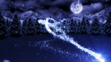 夜色中大月亮背景森林炫光粒子追逐洒落颗粒视频素材
