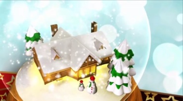 梦幻圣诞球玻璃球雪人木屋视频素材