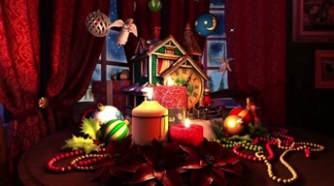 童话世界圣诞节礼物堆满桌子(有音乐)视频素材