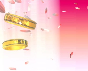 黄金戒指对戒花瓣飘落视频素材