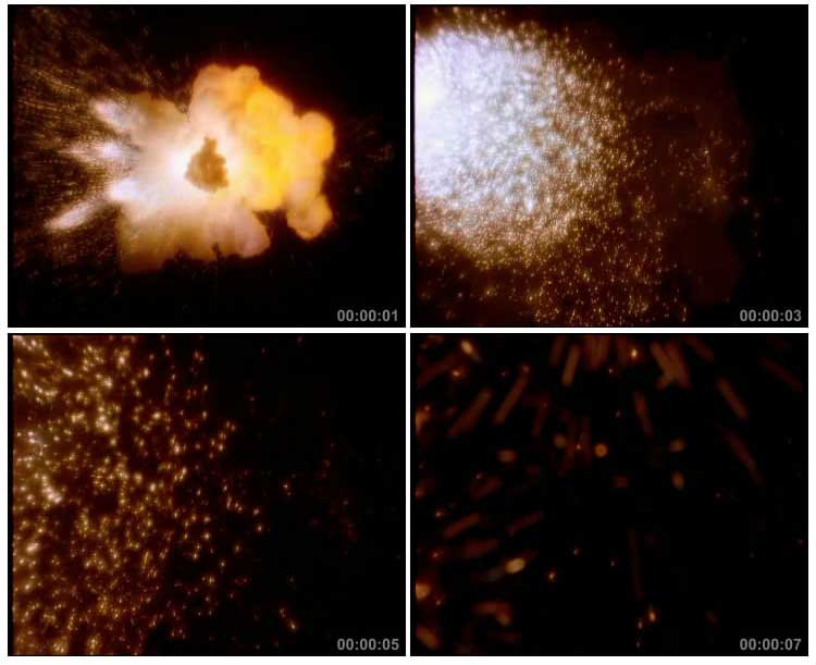 爆炸火团火星火花粒子迸射黑屏特效视频素材