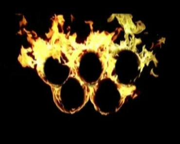 奥运五环火球火环燃烧火焰实拍视频素材