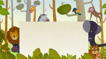 森林动物聚会公告牌卡通视频素材