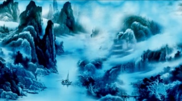 中国水墨山水画风景视频素材