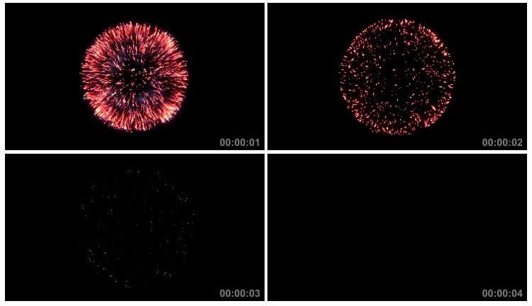 素材說明紅色煙花綻放禮花高空盛開黑屏摳像特效視頻素材下載,作品