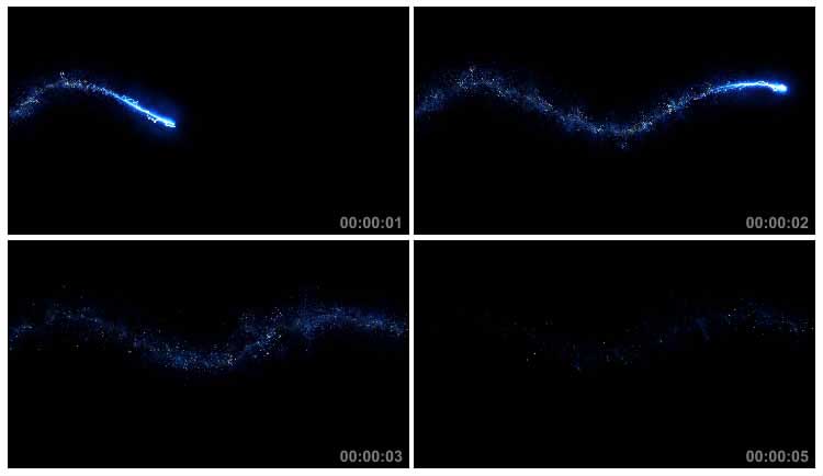 蓝色炫光粒子魔法光条蜿蜒穿梭影视特效视频素材