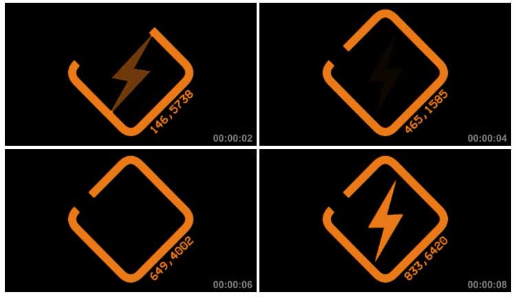 闪电雷电危险警告标志橙色标识特效视频素材