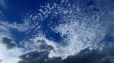 蓝天下白色云层薄云团仰拍视频素材