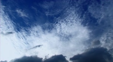 蓝天下白色云层薄云团仰拍视频素材