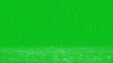下大雨暴雨雨点落到地面水里激起水花绿屏特效视频素材