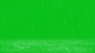 下大雨暴雨雨点落到地面水里激起水花绿屏特效视频素材