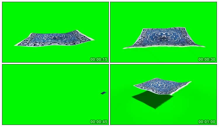 飞毯起飞和降落飞行姿态动作绿屏抠像特效视频素材