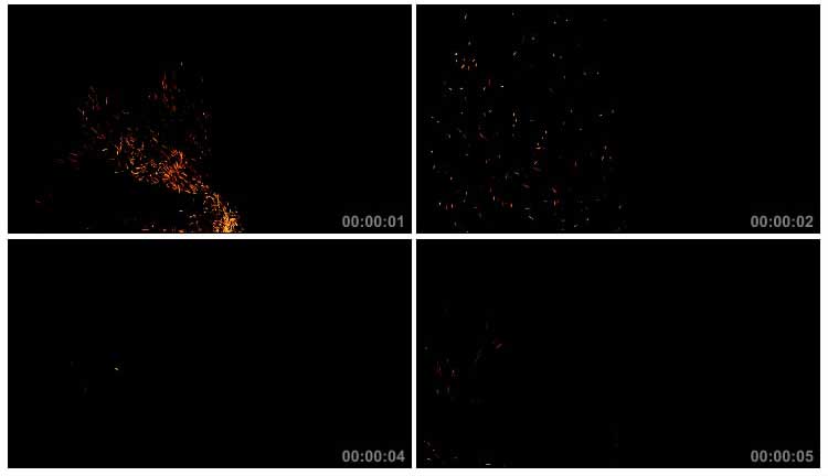 火焰火星风吹扬起飞舞黑幕特效视频素材