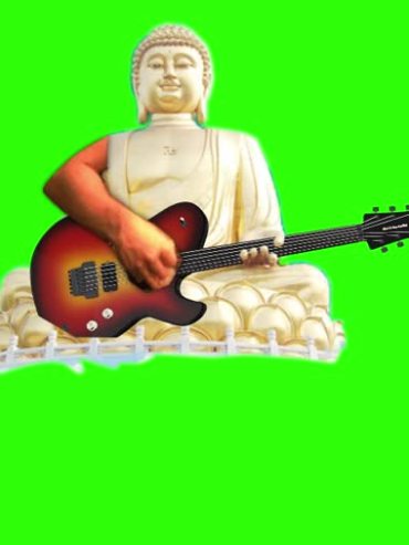 菩萨如来佛祖弹奏吉他绿屏抠像特效视频素材