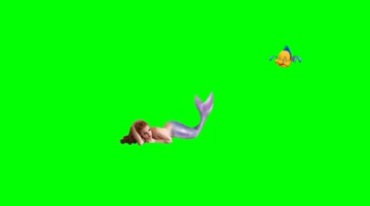 美人鱼摆动尾巴绿幕抠像特效视频素材