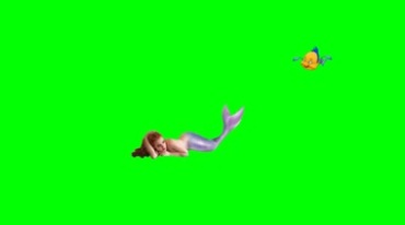 美人鱼摆动尾巴绿幕抠像特效视频素材