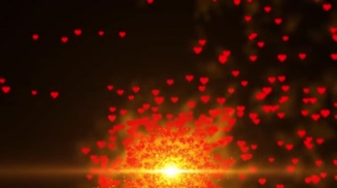 炫光红色小桃心空中画心形动画特效视频素材