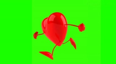 红心卡通小人奔跑献血爱心绿屏抠像特效视频素材