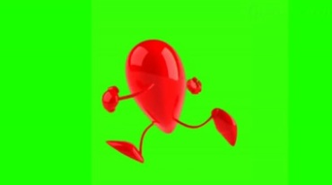 红心卡通小人奔跑献血爱心绿屏抠像特效视频素材