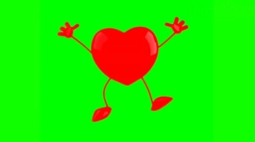 红心桃心红色爱心卡通小人跳动绿幕抠像特效视频素材