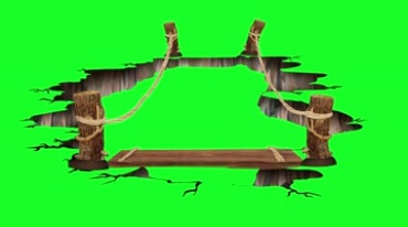 破损的木头桥坍塌的木桥绿屏抠像特效视频素材