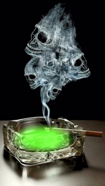 骷髅头烟雾吸烟危害控烟禁烟特效视频素材