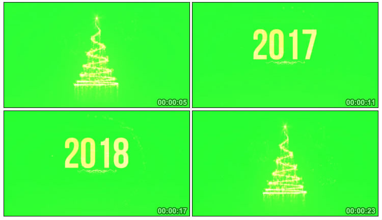 新年圣诞节日闪亮粒子圣诞树跨年绿屏抠像特效视频素材