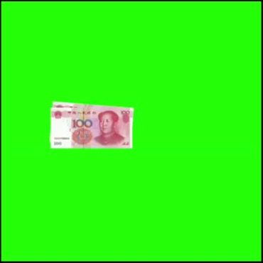 百元人民币摆成一圈旋转绿屏特效视频素材