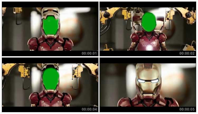 钢铁侠机械手臂穿戴头盔绿幕特效视频素材