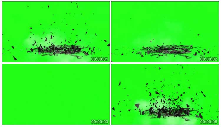 地面爆炸碎块飞溅绿屏抠像特效视频素材