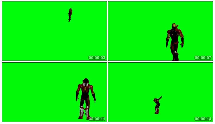 钢铁侠起飞动作绿屏抠像特效视频素材
