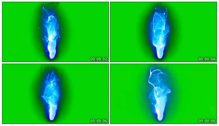 蓝色魔幻火焰球飞行坠落绿屏抠像特效视频素材