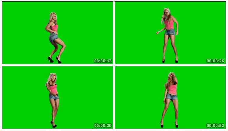 金发美女性感身材跳舞独舞绿屏抠像巧影特效视频素材
