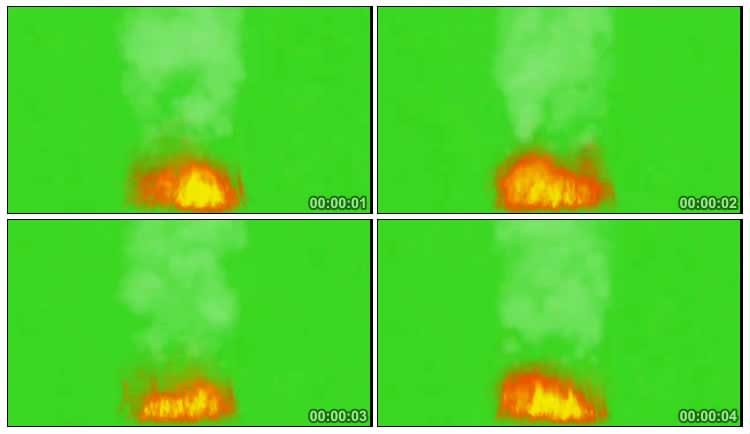 火焰燃烧大火冒烟绿屏抠像特效（声效）视频素材