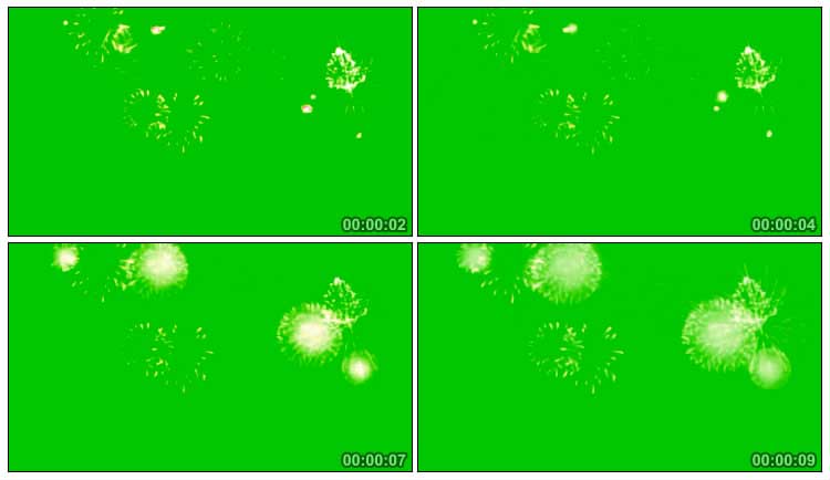 烟花绽放火花粒子散落绿屏抠像特效视频素材