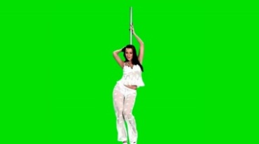 白衣美女跳钢管舞绿屏抠像特效视频素材