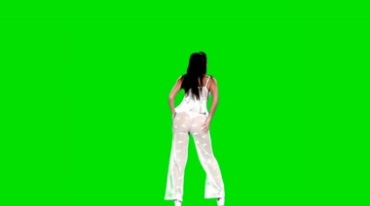 白衣美女随音乐舞动跳舞绿屏抠像巧影特效视频素材